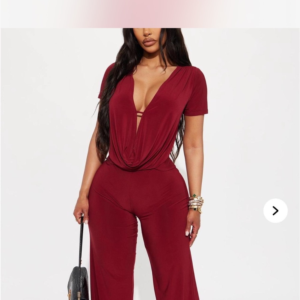 Fashion Nova Deep Red Jumpsuit